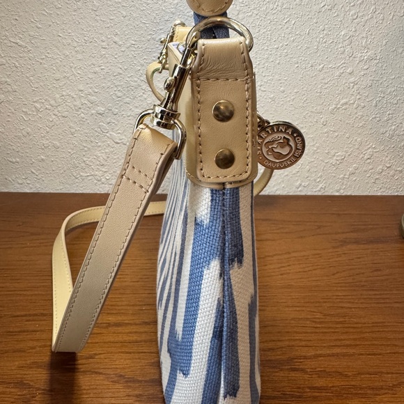 Spartina 449 Tan and Blue Patterned Crossbody Bag Purse NEW - Picture 6 of 14